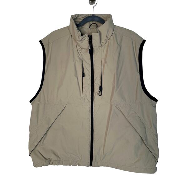 Eddie Bauer Men's L Outdoor Outfitter NYLON Vest Fleece Lined Full Zip Khaki Tan - Picture 1 of 7